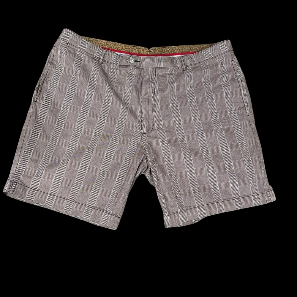 Cremieux Brown Cotton Shorts Men’s Flat Front Madison Fit-size 42